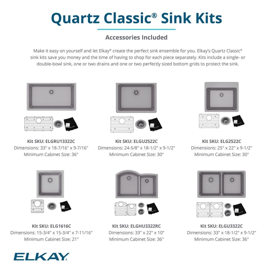 Elkay ELGHU3322RBK0C Quartz Classic 33