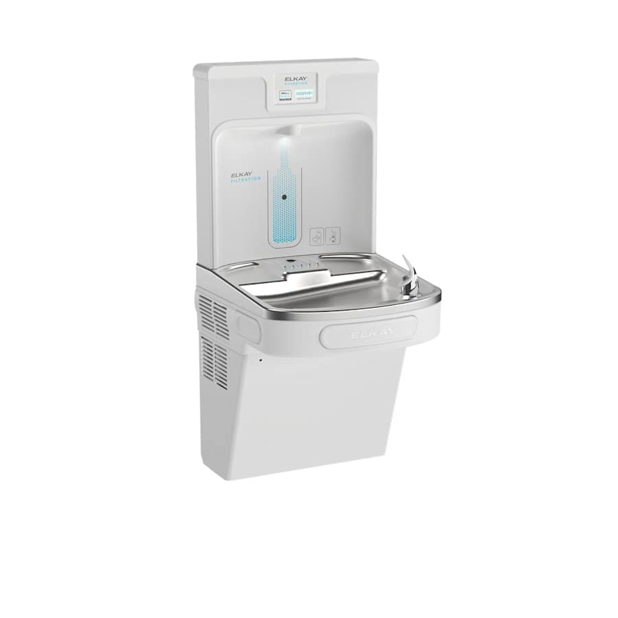 Elkay ezH2O Wall Mounted Drinking Fountain with Hands Free Bottle Filling Station and Water Cooler Arctic White