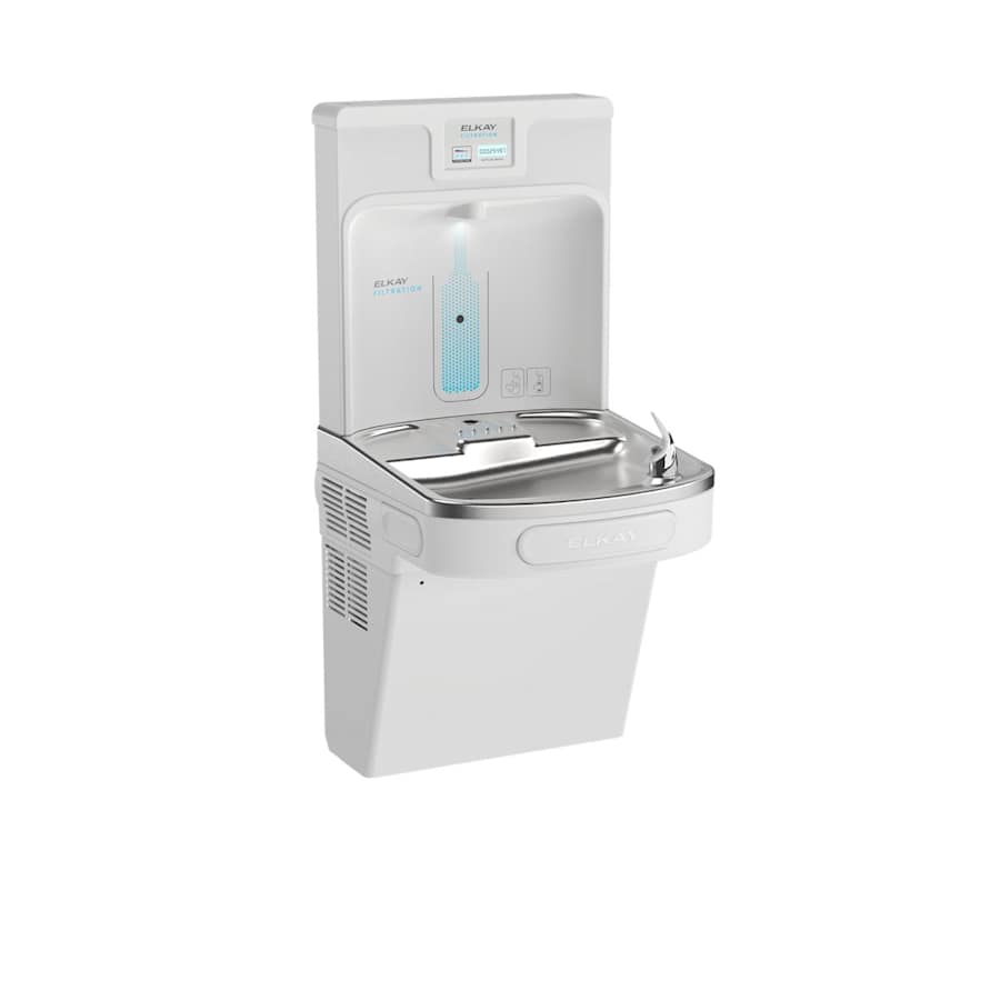 Elkay ezH2O Wall Mounted Drinking Fountain with Hands Free Bottle Filling Station and Water Cooler Arctic White