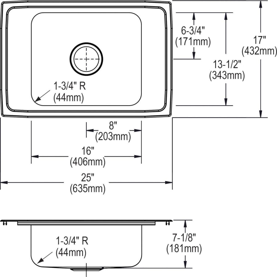 elkay-psdkr2517-line-drawing-1642 elkay-psdkr2517-line-drawing-1642