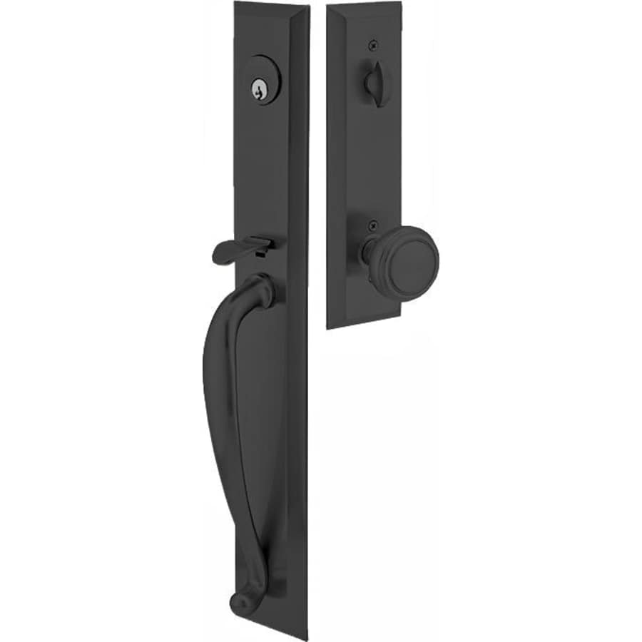 Emtek Jefferson Single Cylinder Keyed Entry Handleset From the American Classic Collection Flat Black
