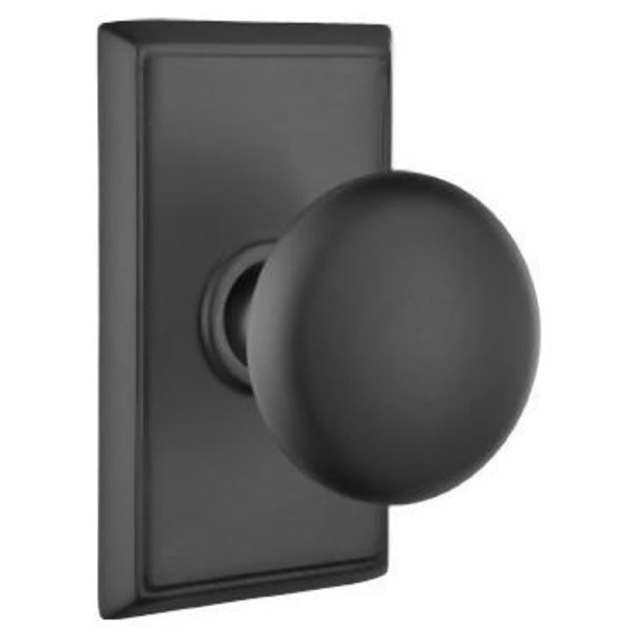 Emtek Providence Passage Door Knob Set with Rectangular Rose from the Brass Classic Collection Flat Black