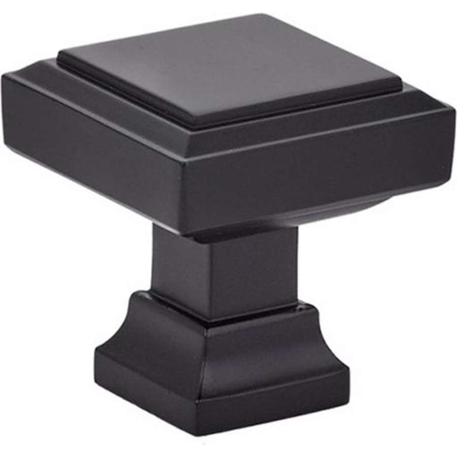 Emtek Geometric Square 1-1/4 Inch Square Cabinet Knob from the Geometric Collection Flat Black
