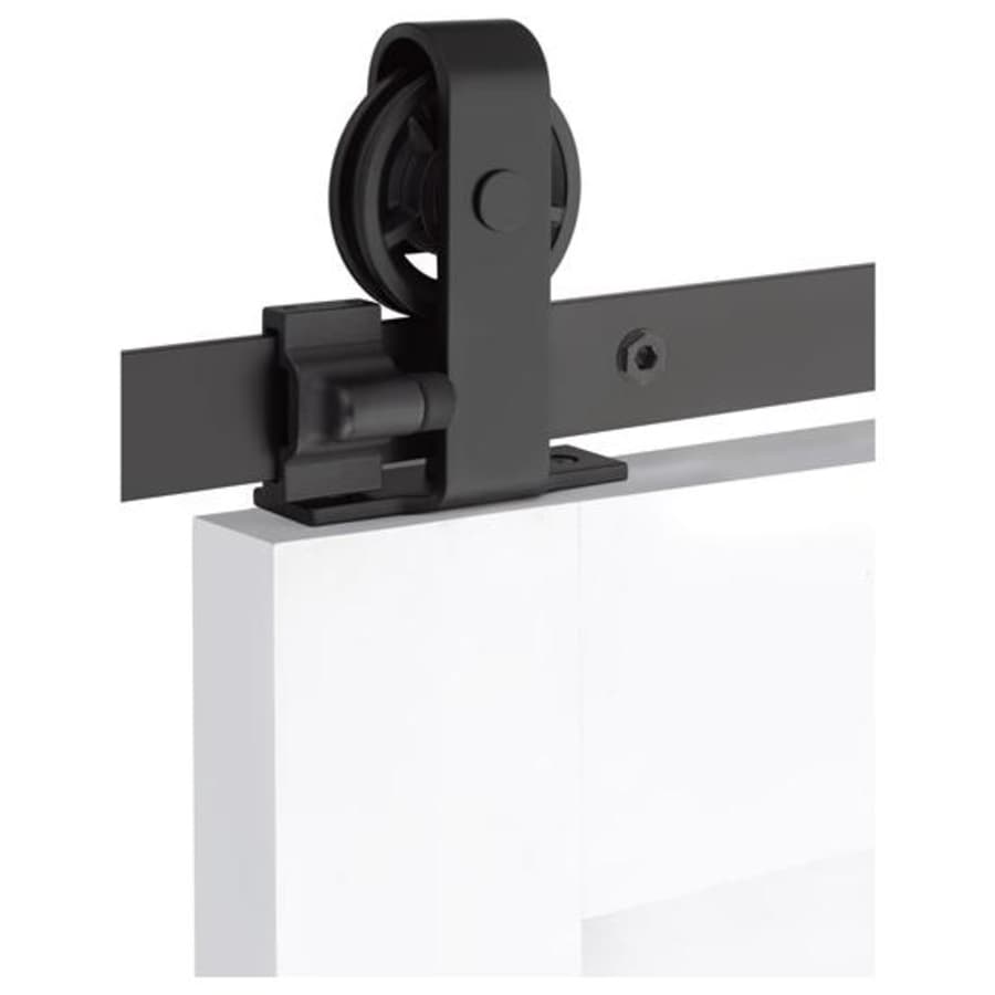 Emtek Classic 96 Inch Top Mount Barn Door Hardware Set - Includes Track, Hangers, and Matching Hardware Flat Black