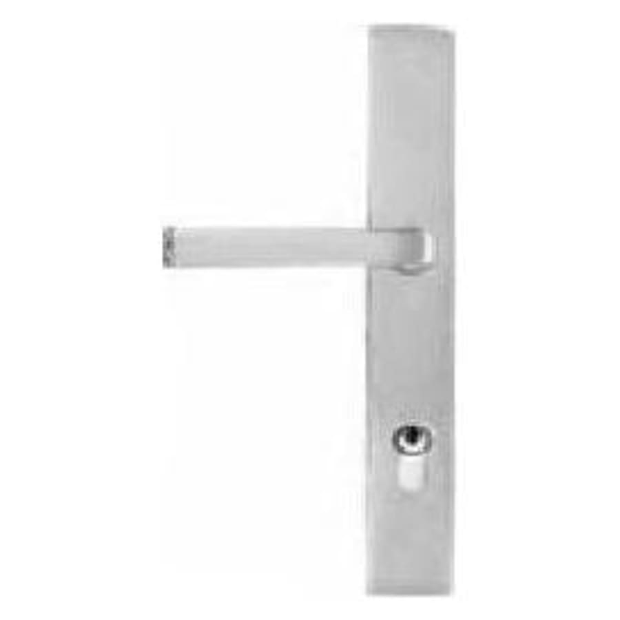 Emtek Stainless Steel Door Configuration 6 Keyed Entry Multi Point Narrow Trim Lever Set with American Cylinder Below Handle Stainless Steel
