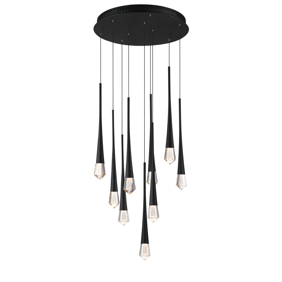 ET2 Pierce 19" Wide LED Crystal Multi Light Pendant Black