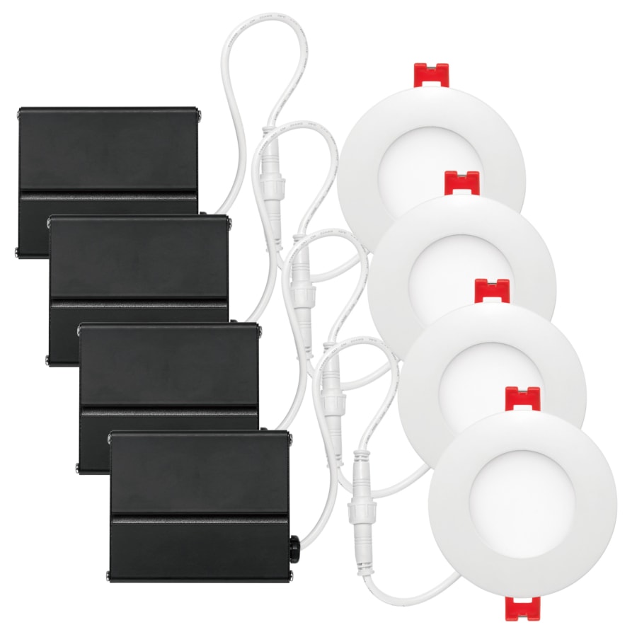 Globe Electric Pack of (4) - Slimline LED Canless Recessed Fixture 3" Open Recessed Trim- IC Rated and Airtight White