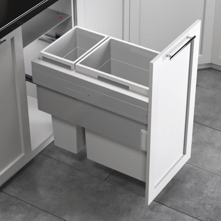 Hafele Waste Bin Pull-Out, Hailo US Cargo 15 FL Dark Silver Gray