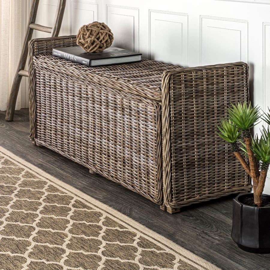 Indoor wicker storage bench outlet