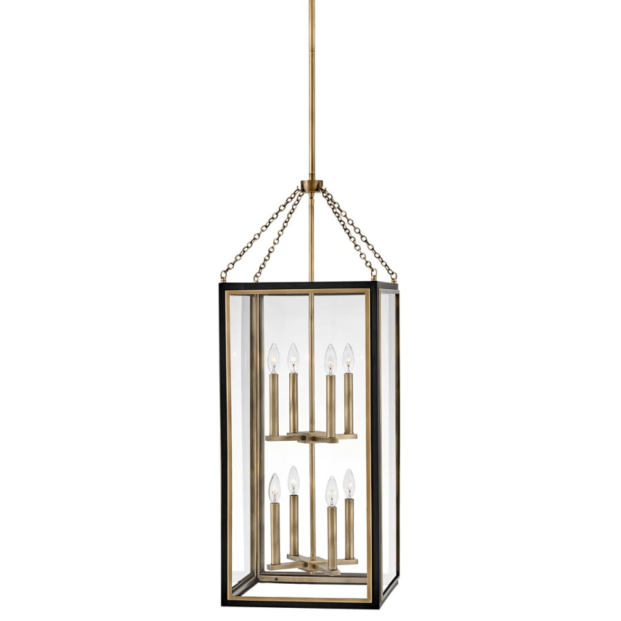 Hinkley Lighting Shaw 8 Light 16" Wide Taper Candle Pendant Black / Heritage Brass