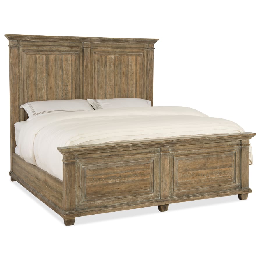 Hooker Furniture Boheme King Hardwood Panel Bed Frame Antique Milk Paint / Light Wood