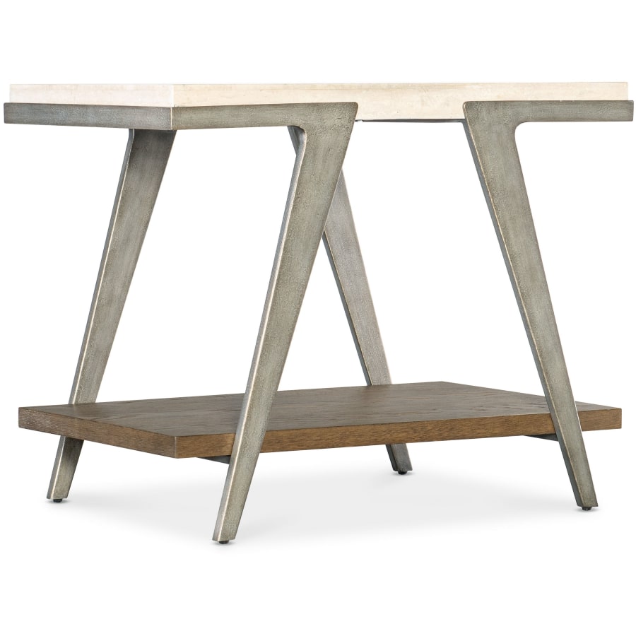 Hooker Furniture Boomerang 21" Wide Marble Top Metal and Oak End Table Medium Wood