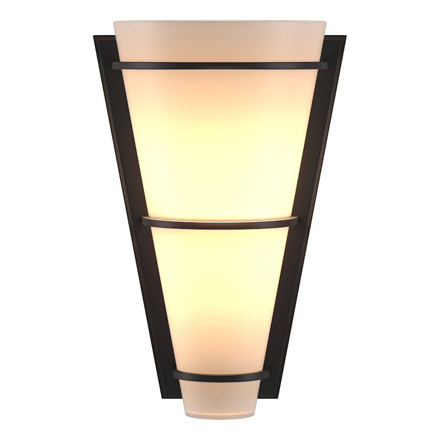 Hubbardton Forge Half Cone 10" Tall Wall Sconce Black / Opal