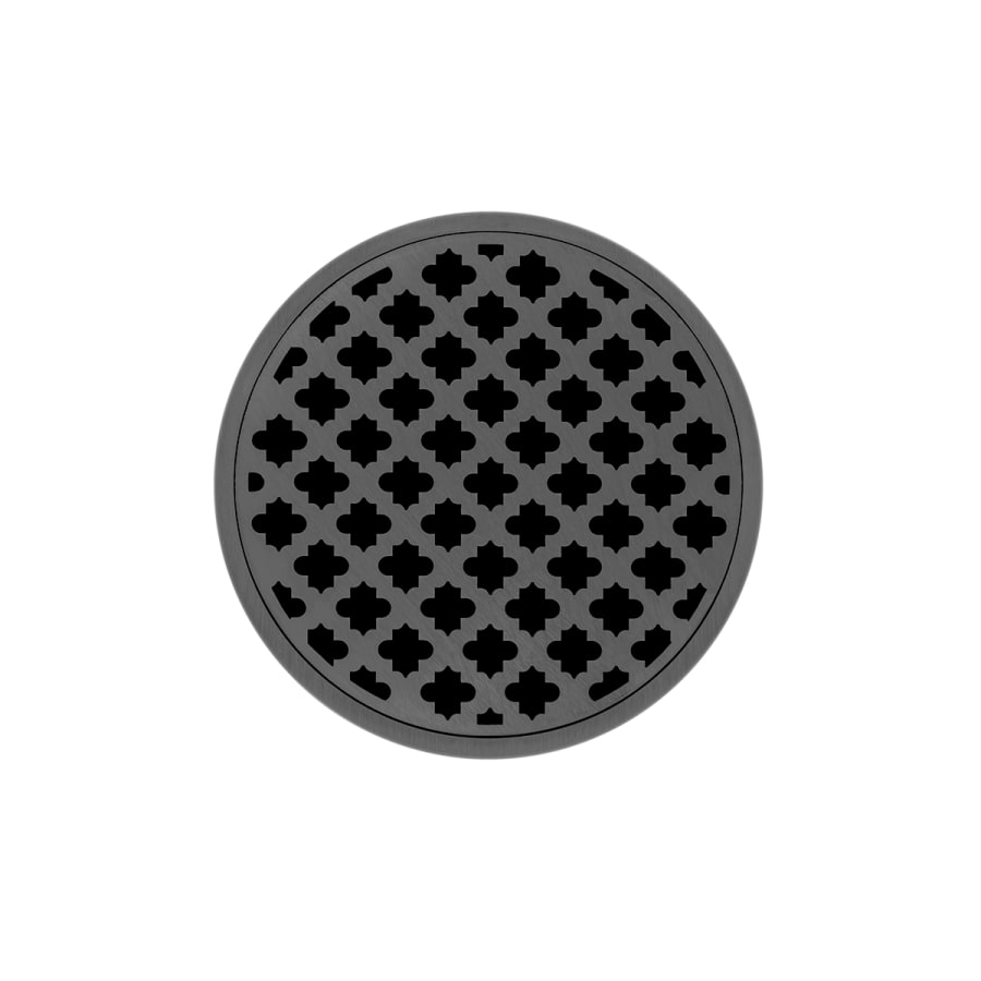 Infinity Drain 5" Round RMD 5 Center Drain Complete Kit with Moor Pattern Decorative Plate with Cast Iron Drain Body for Hot Mop, 2" Outlet Gunmetal