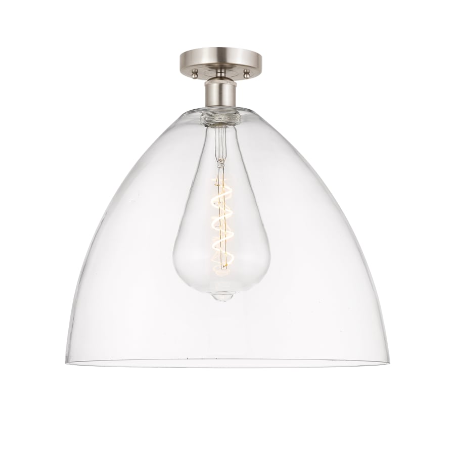 Innovations Lighting Bristol 16" Wide Semi-Flush Ceiling Fixture Brushed Satin Nickel / Clear