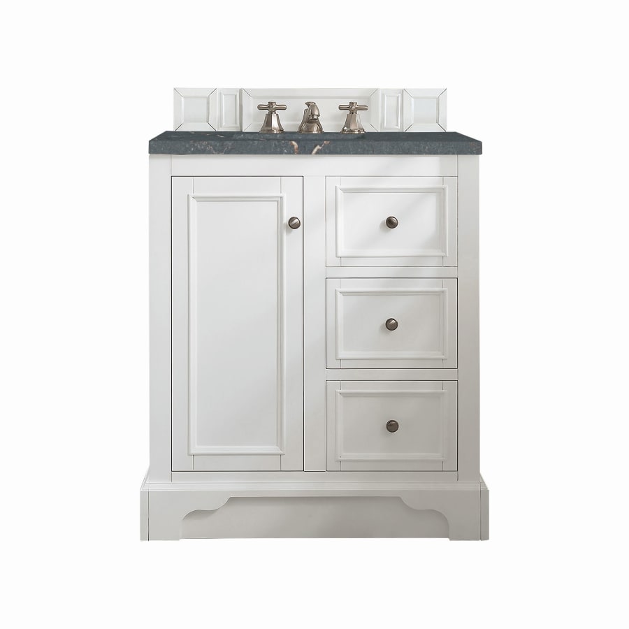James Martin Vanities De Soto 32" Single Basin Poplar Wood Vanity Set with 3cm Parisien Bleu Silestone Quartz Vanity Top and Rectangular Sink Bright White