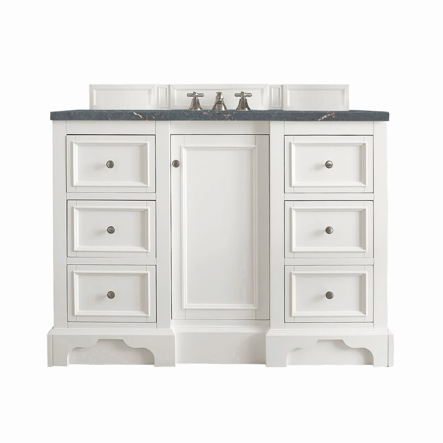 James Martin Vanities 825 V48 BW 3PBL De Soto 48" Single Basin Poplar Wood Vanity Set With 3cm Parisien Bleu Silestone Quartz Vanity Top, Rectangular Sink, USB Port And Electrical Outlet