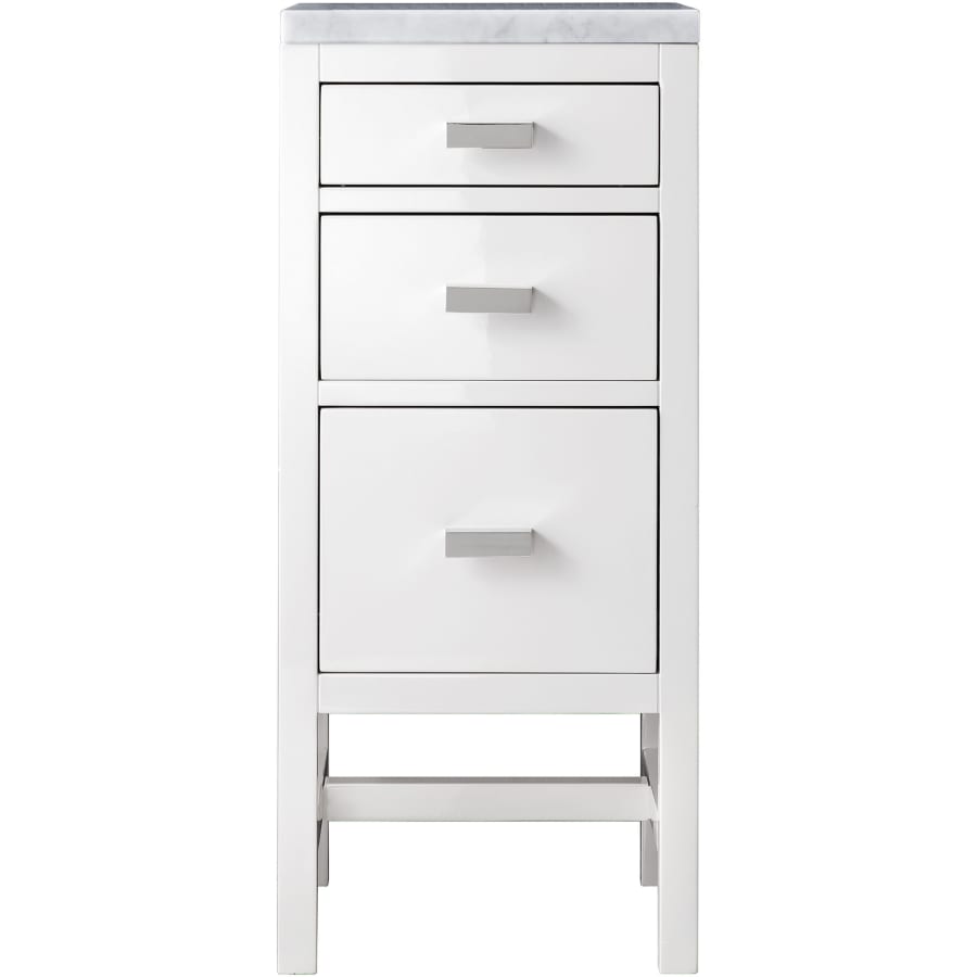 James Martin Vanities Addison 15" Side Cabinet with Carrara Marble Top Glossy White