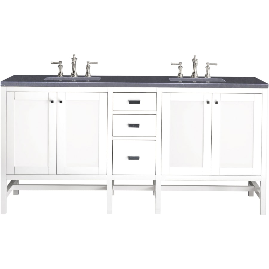 James Martin Vanities Chicago 72" Double Vanity   Glossy White   Charcoal Soapstone   503 V72 GW 3CSP