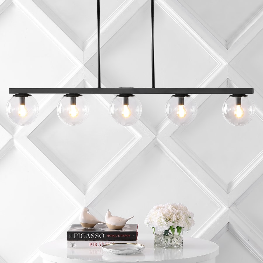 Jonathan Y Luca Parisian 5 Light Modern Glam Iron Globe Linear LED Pendant