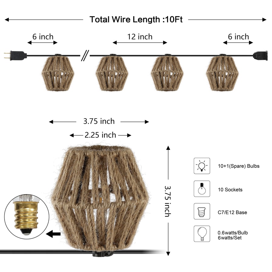 JONATHAN Y Lighting JYL8708A Samara 10' 10 Light Clear LED
