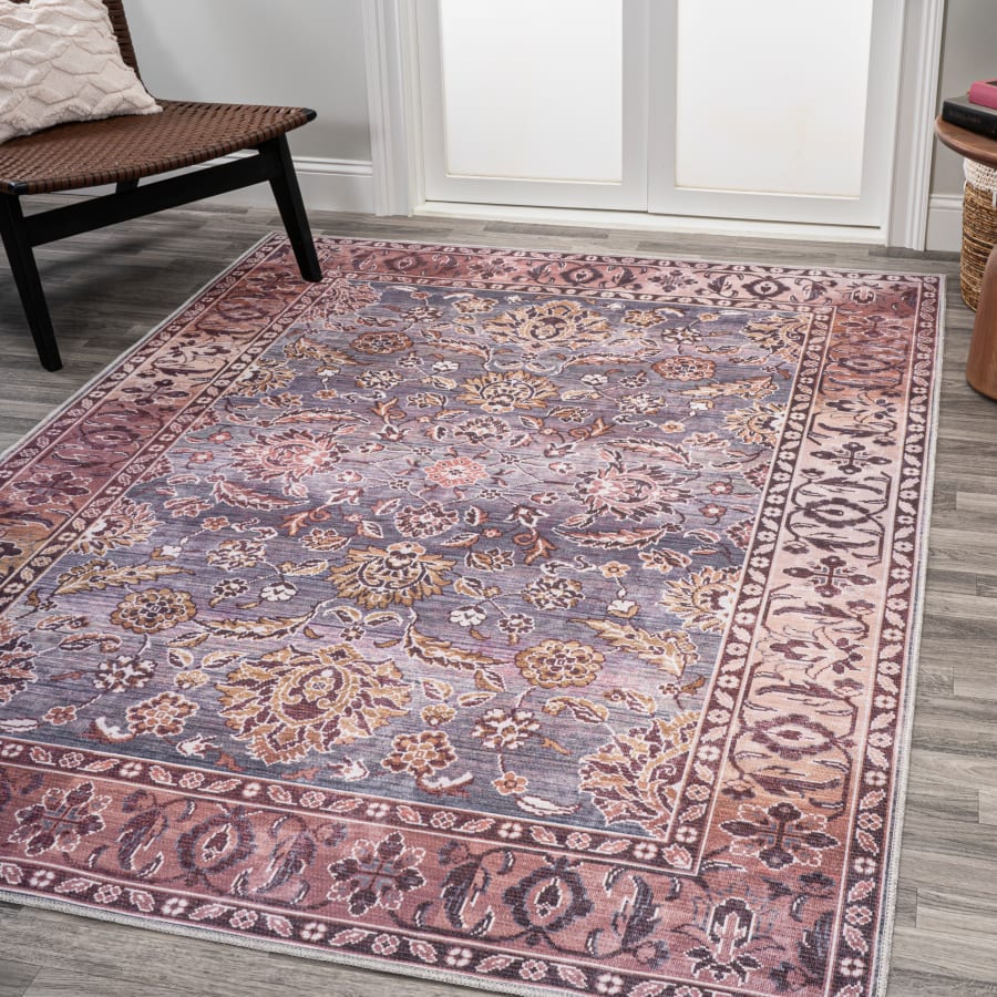 JONATHAN Y Lighting Washable 4' x 6' Chenille Vintage Indoor Area Rug Brown / Gray