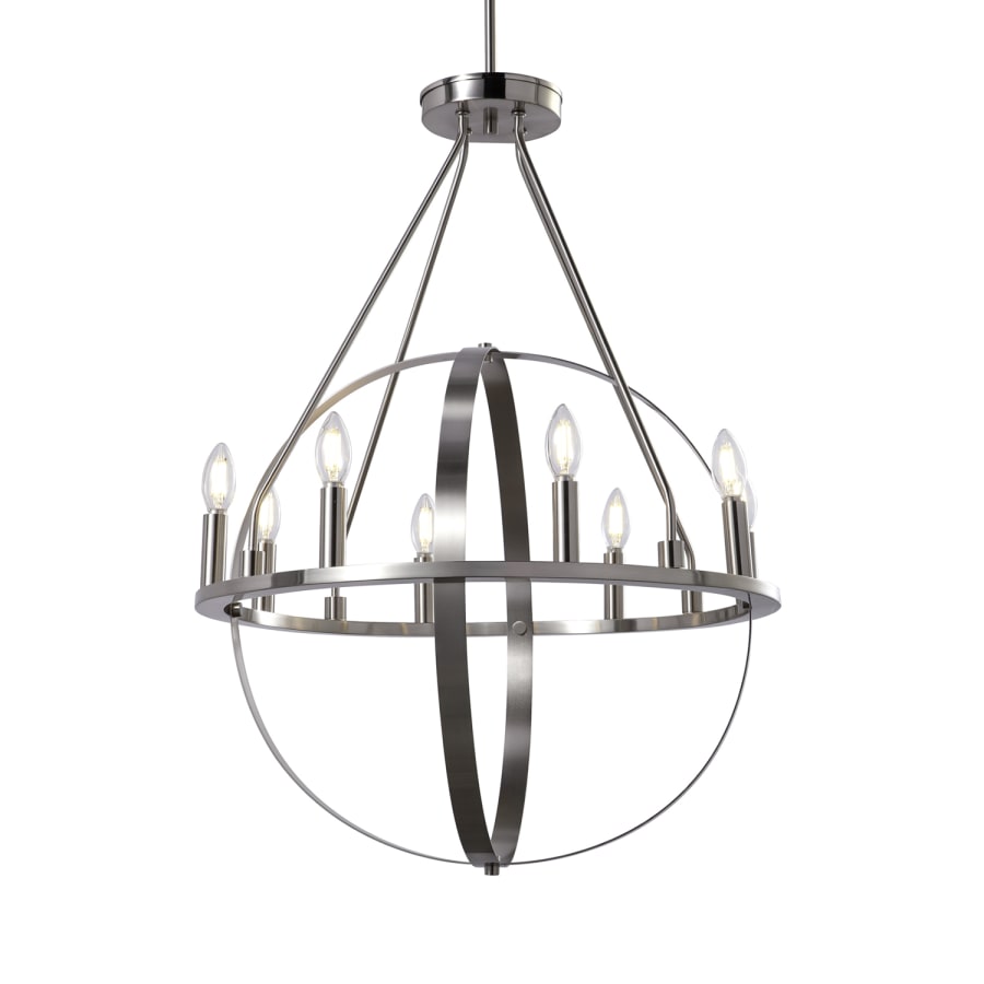 Justice Design Group Orbit 8 Light 24" Wide Taper Candle Chandelier Brushed Nickel