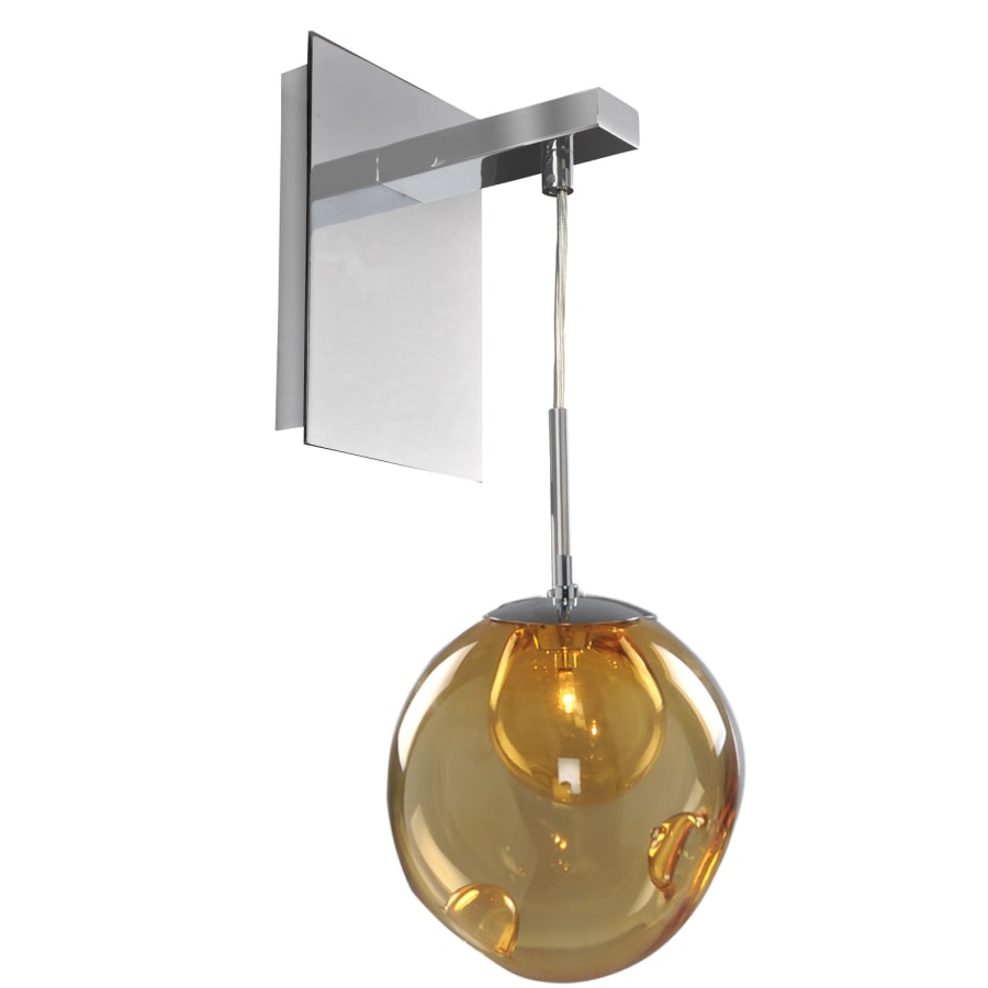 Kalco Meteor 1 Light Wall Sconce Chrome / Amber Shade