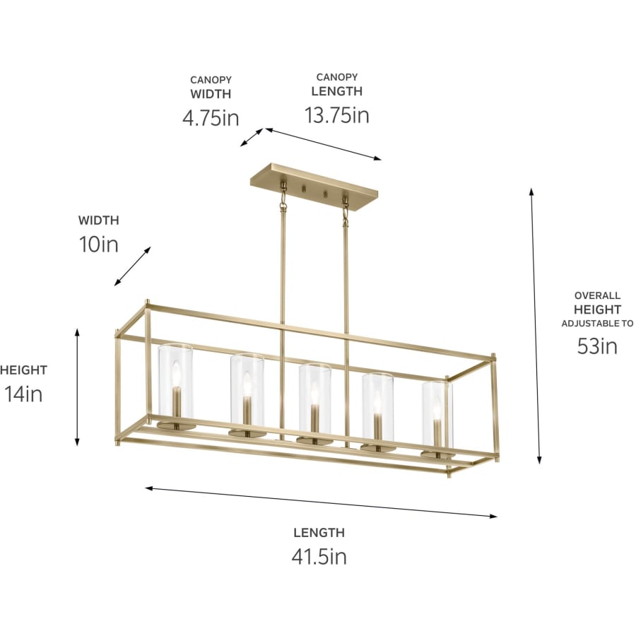 Kichler 43995BK Crosby 5 Light 10 Wide Linear Chandelier Build
