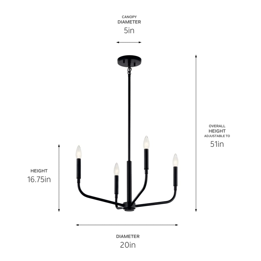 Kichler 52716CPZ Madden 4 Light 20