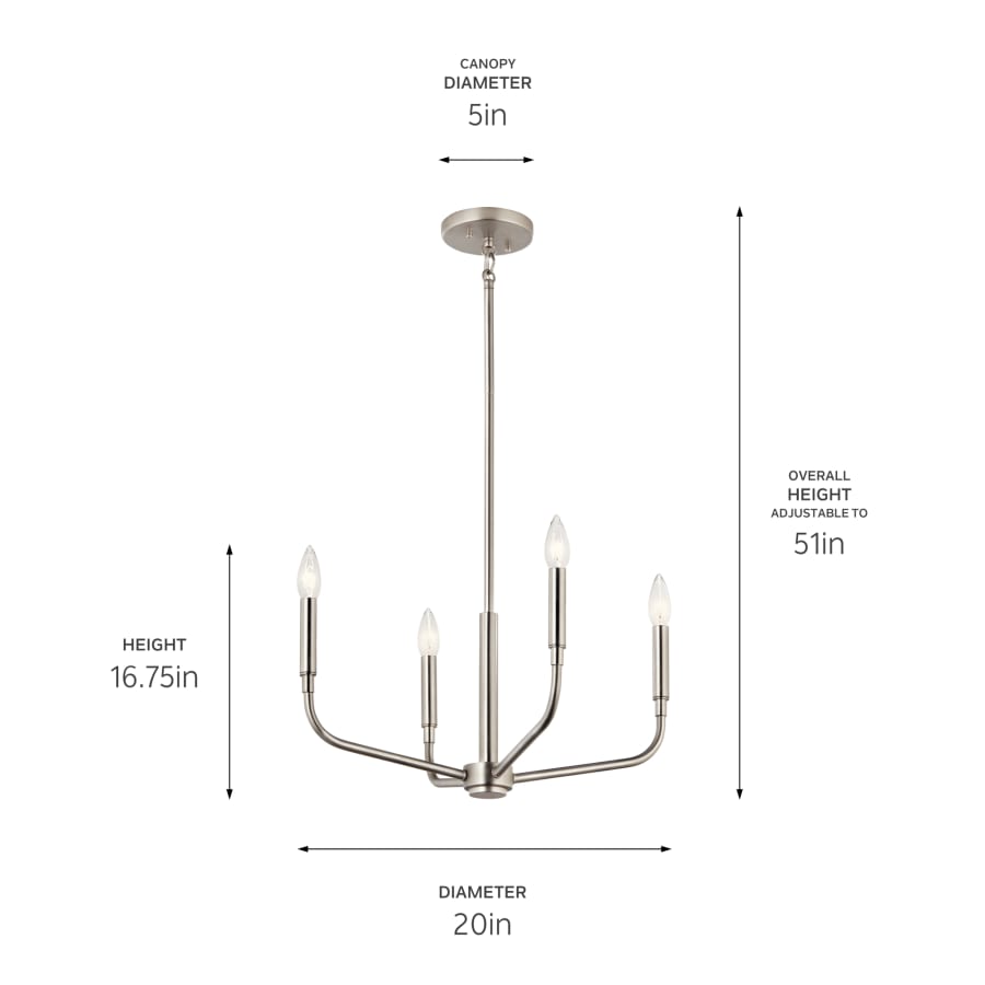 Kichler 52716CPZ Madden 4 Light 20