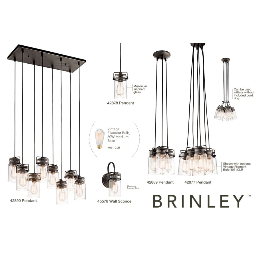 Kichler Brinley Mini Pendant Light Brushed Nickel 42878NI