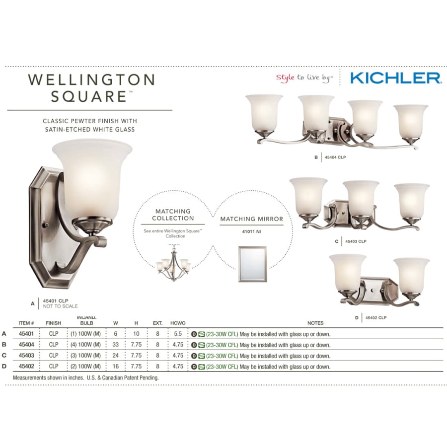 The Wellington Collection in Classic Pewter from the Kichler Catalog.