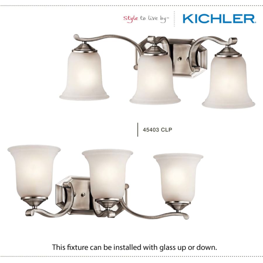 The Kichler Wellington Collection can be installed with glass up or down.