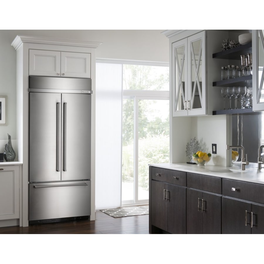 KitchenAid 24.2 Cu. ft. 42 Width Built in Panel Ready French Door Refrigerator with Platinum Interior Design