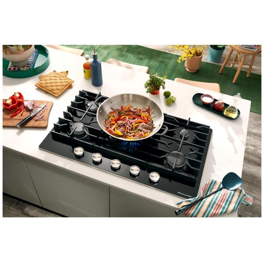 KitchenAid KCGG530PBL 30 Inch Wide 5 Burner Gas Cooktop Build
