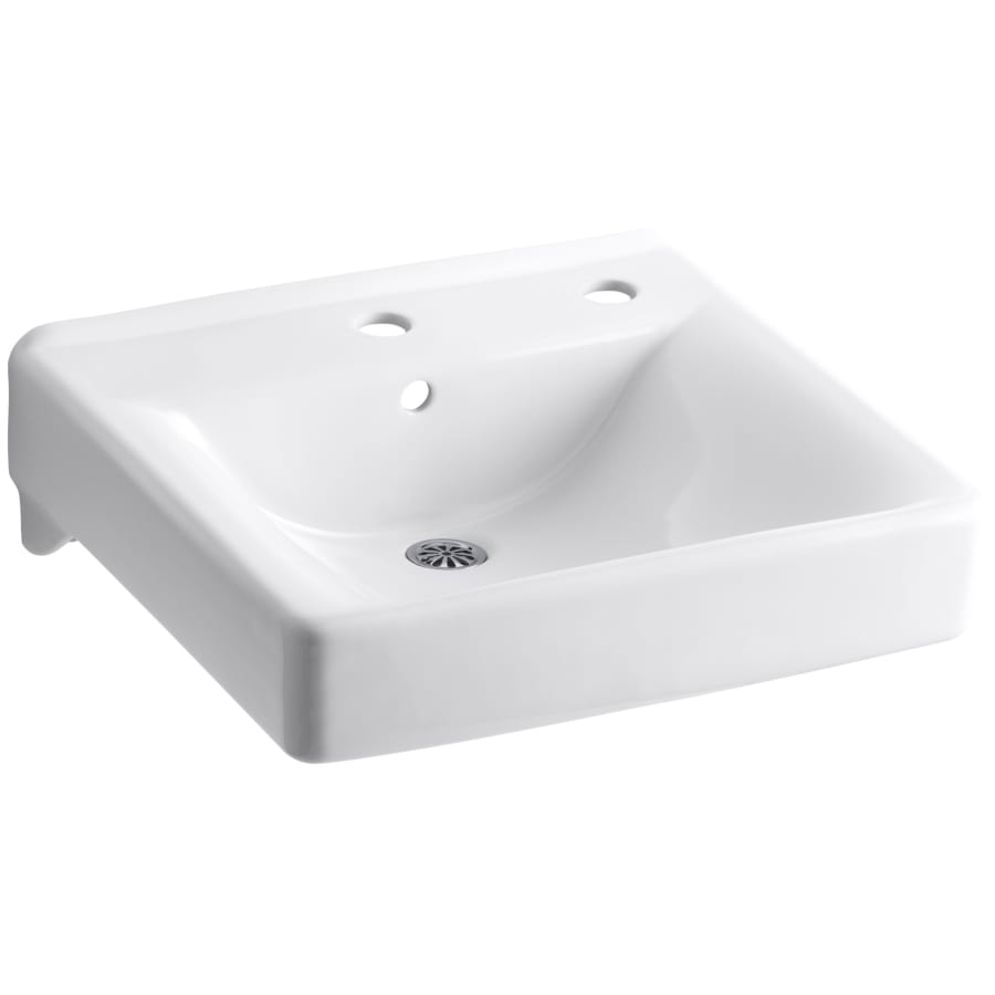Kohler Soho 18" Wall Mounted Bathroom Sink with 2 Holes Drilled and Overflow White