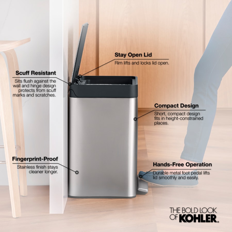 8-gallon stainless steel step trash can - Thumbnail 5