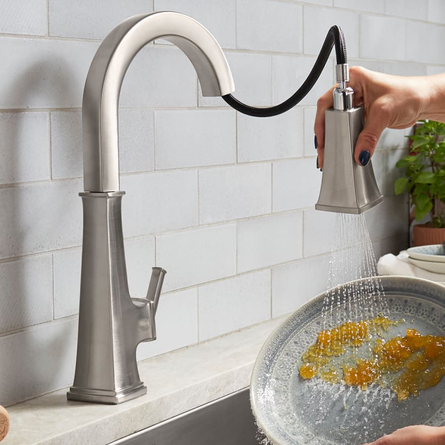 KOHLER K-23833-VS Riff Küchenarmatur – Vibrant Stainless, Hoher Schwenkauslauf, Einhebel
