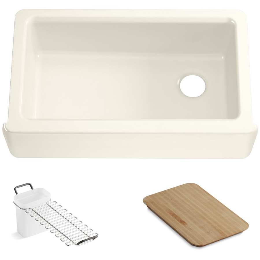 KOHLER Riverby Biscuit Cast Iron 35.6875 in. Single Bowl Farmhouse Apron Kitchen Sink