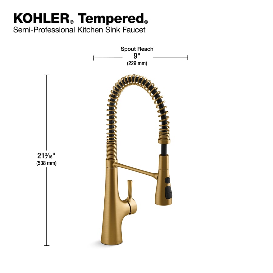 Kohler K-24662-BL Tempered 1.5 GPM Single Hole Pre-Rinse Pull Down