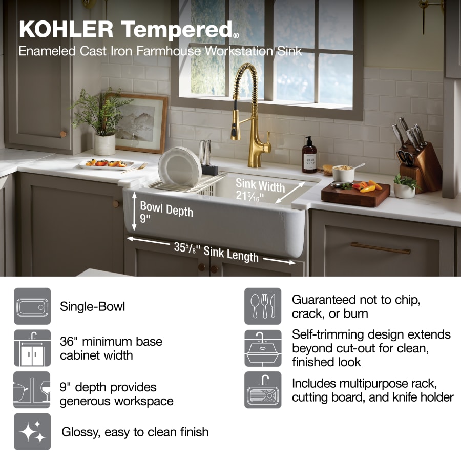 Kohler whitehaven 36 sink rack outlet