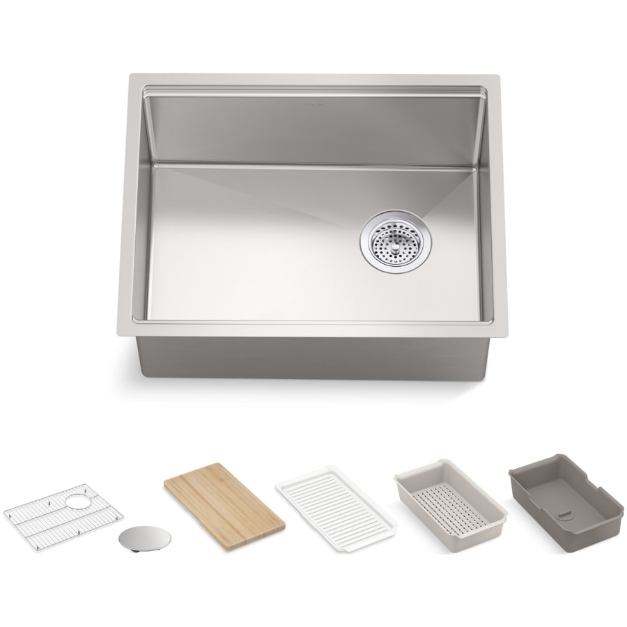 KOHLER Strive 23 in. Undermount Single Bowl Stainless Steel Workstation Kitchen Sink