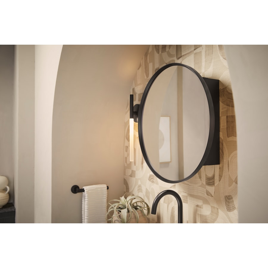 KOHLER Verdera 23.625-in x 23.625-in Surface/Recessed Mount Matte Black Mirrored Round Medicine Cabinet