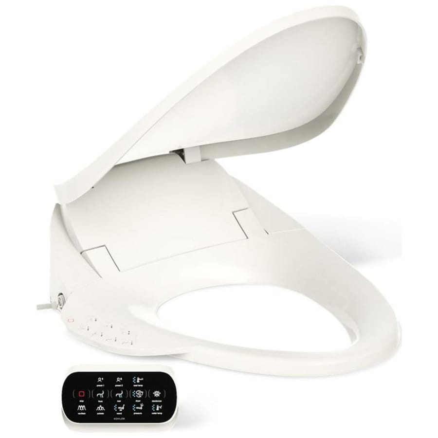 Kohler PureWash E750 Elongated Bidet Seat with Touchscreen Remote Control with Two Programmable User Presets, Continuously Heated Water, Front and Rear Wash Modes, Adjustable Water Temperature and Pressure, Automatically UV Light Self-Cleaning Stainless Steel Wand, Heated Seat, Warm-air Drying System, Carbon Filter, and LED Nightlight Technology Biscuit