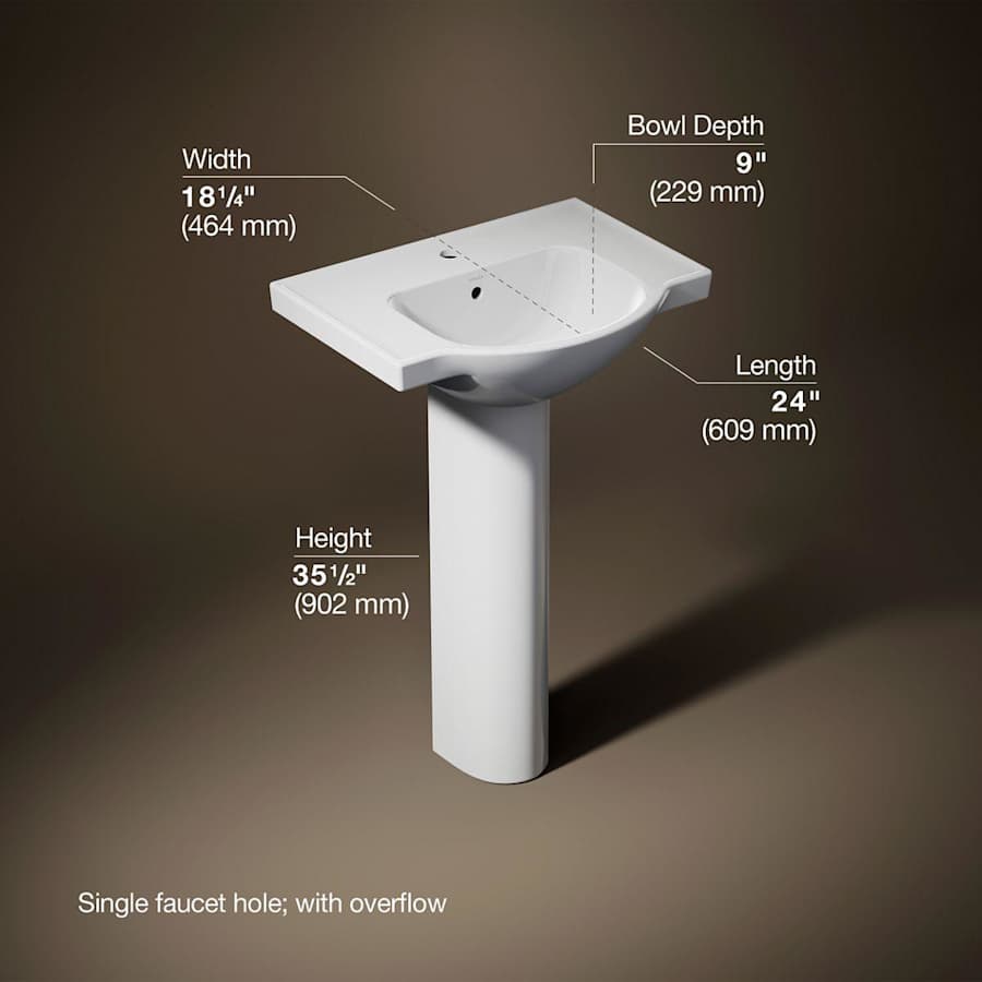 sssk.k Veer Pedestal Sink with 4-Inch Centers | K-5266-4 | KOHLER