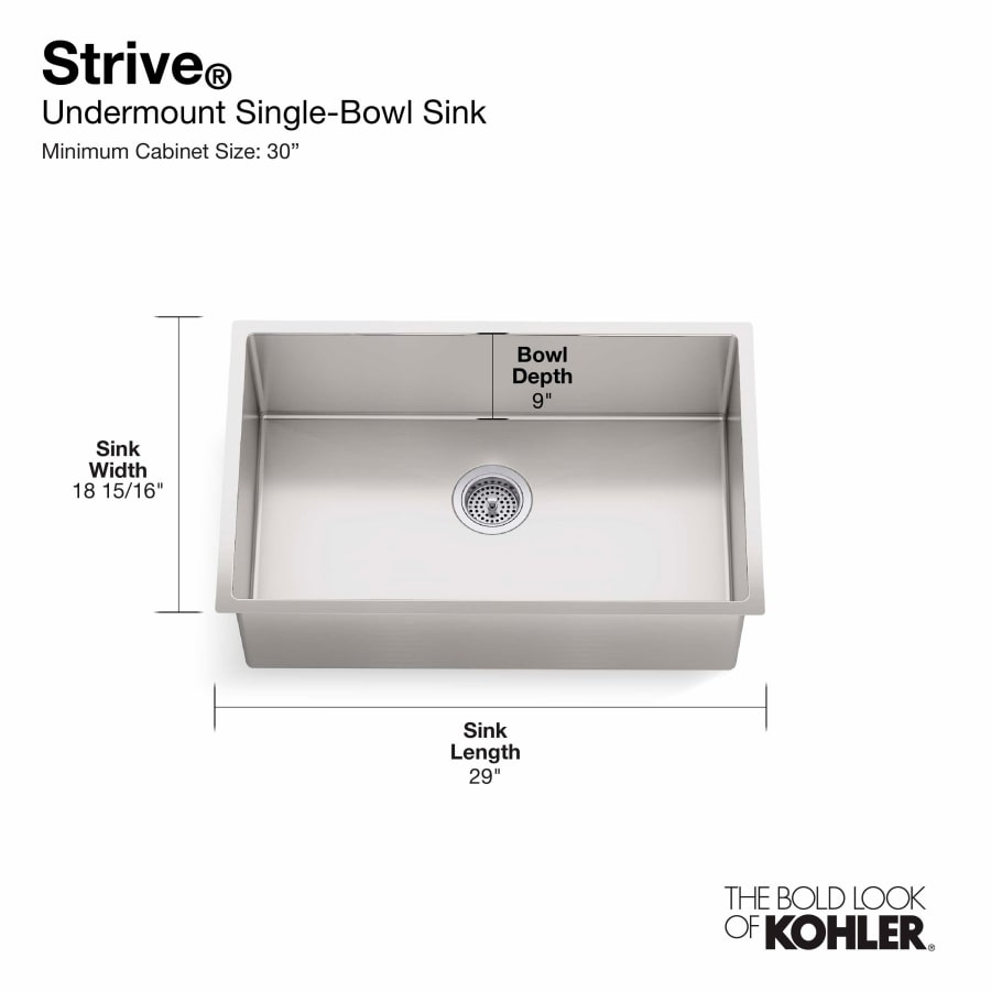 Kohler strive undermount single bowl kitchen sink with basin rack hotsell