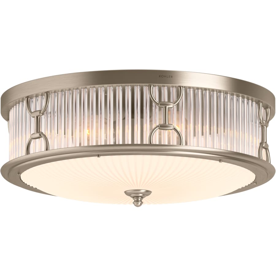 KOHLER Terret 15 in. 3-Light Vibrant Polished Nickel Flush Mount