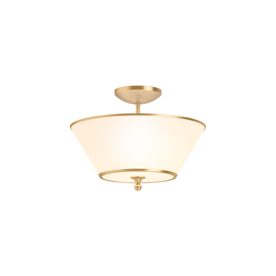 KOHLER Parohn 16 in. 2-Light Brushed Moderne Brass Flush Mount Light