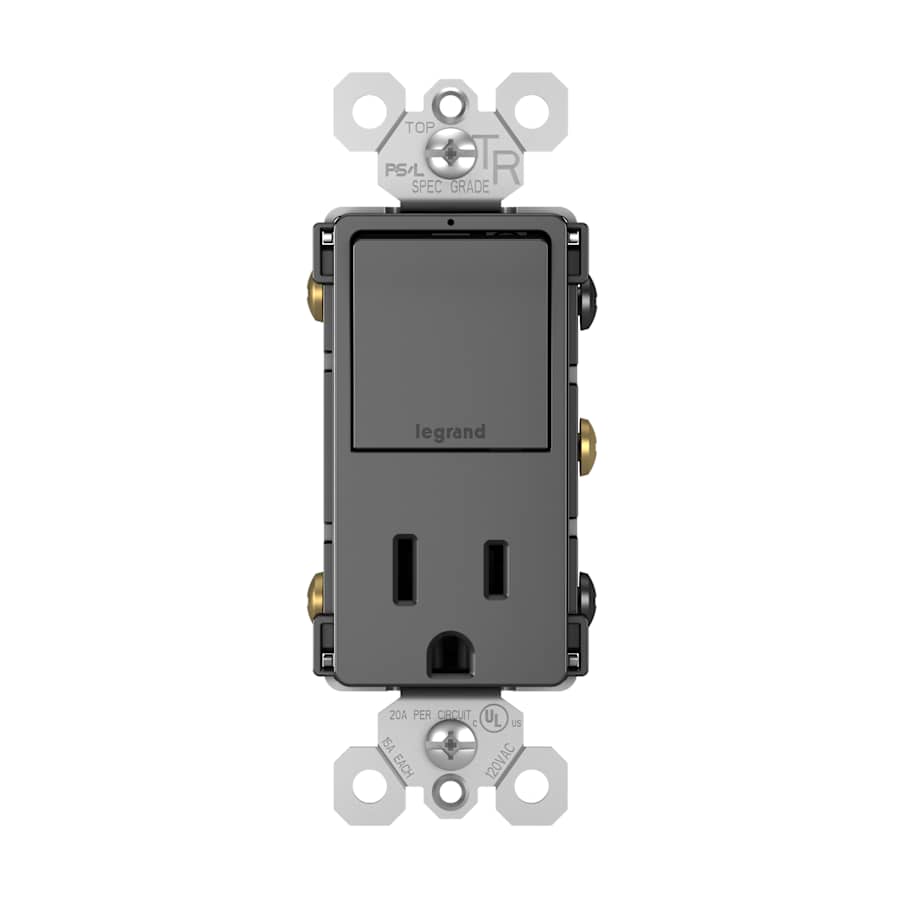 Legrand Radiant 15 Ampere Combination Tamper Resistant Outlet and 3-Way Light Switch Black